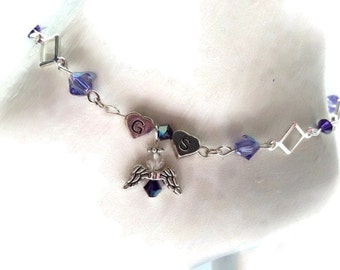 Remembrance Bracelet, Anket, In Memory Jewelry, Birthstone Bracelet, Ankle Bracelet Personalized