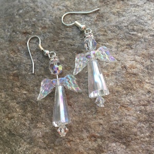 Crystal AB Angel Earrings, Sparkle Angel Earrings, Angel gift, Crystal Angels image 3