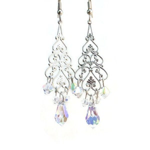 Chandelier Earrings, Bridal Earrings, Pagent Earrings, Swarovski Crystal Earrings , Long Earrings image 3