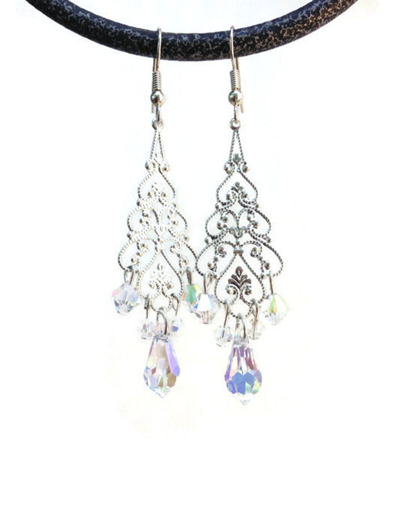 Chandelier Earrings, Bridal Earrings, Pagent Earrings, Swarovski Crystal Earrings , Long Earrings image 3