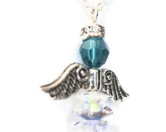 Limited Edition, Angel Necklace, Birthstone Jewelry, Swarovski Angel Necklace