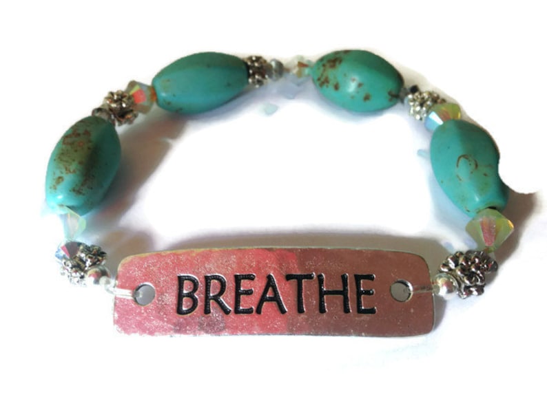 Just Breathe Breathe Bracelet Affirmation Jewelry Inspiring Bracelet Uplifting Bracelet
