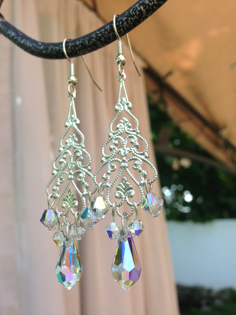 Chandelier Earrings, Bridal Earrings, Pagent Earrings, Swarovski Crystal Earrings , Long Earrings image 5