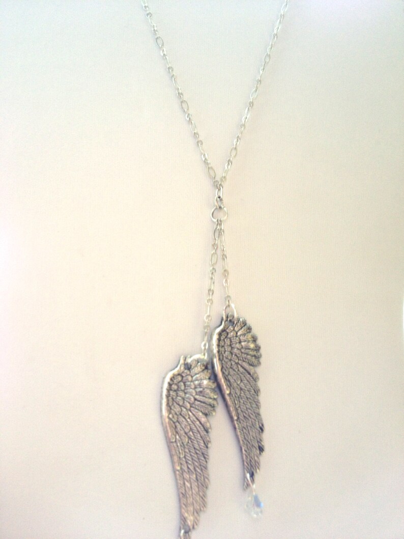 Guardian angel wings necklace with swarovski stones Clearance