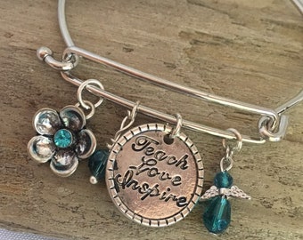 Teacher gift, Inspiring Bracelet, Custom Charm Bracelet