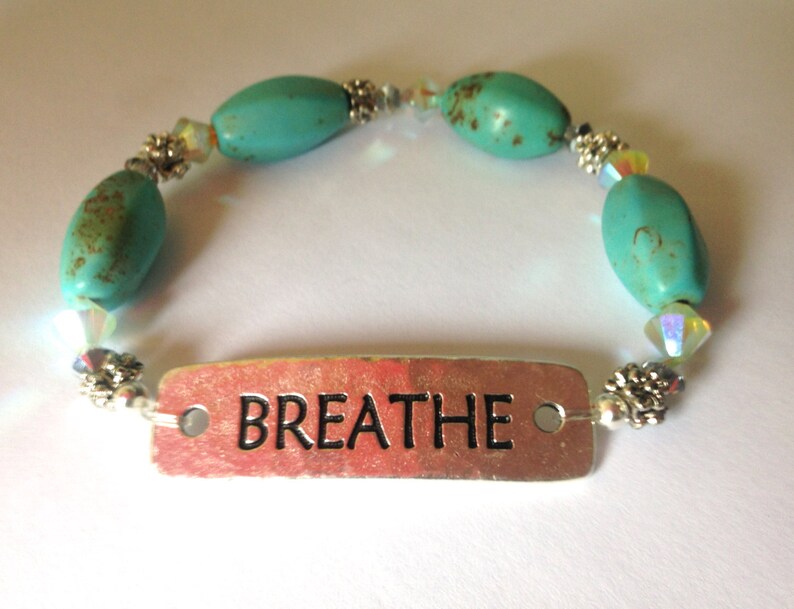 Just Breathe Breathe Bracelet Affirmation Jewelry Inspiring Bracelet Uplifting Bracelet