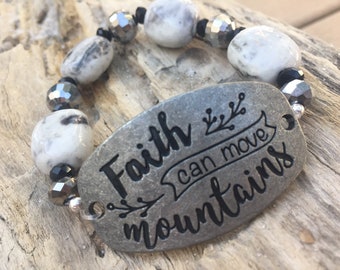 On Sale! Faith Can Move Mountains Bracelet, Faith Jewelry, Faith Bracelet, Hopeful Bracelet, Inspirational Bracelet