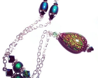Mood Beaded Necklace, Color Changing, Designer Inspired, Unique Jewelry, Statement Necklace, Hippy Style Necklace