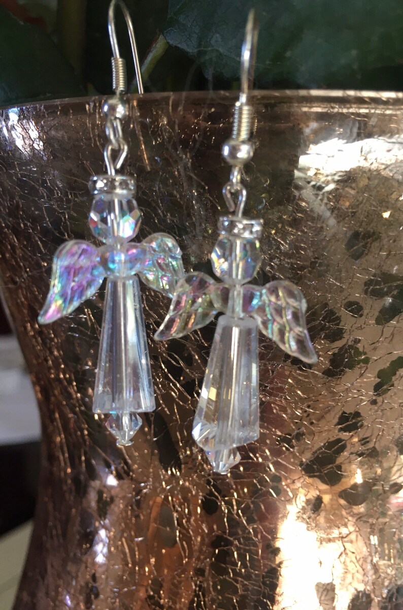 Crystal AB Angel Earrings, Sparkle Angel Earrings, Angel gift, Crystal Angels image 4