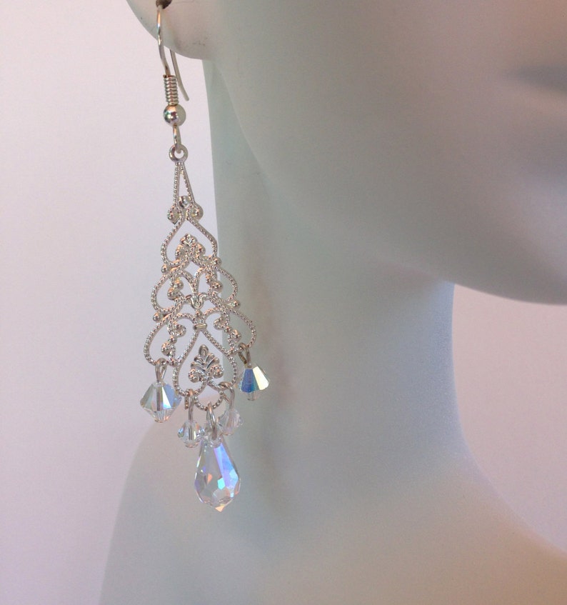 Chandelier Earrings, Bridal Earrings, Pagent Earrings, Swarovski Crystal Earrings , Long Earrings image 2