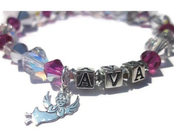 Angel in Heaven Bracelet - Personalized Bracelet, Name Bracelet, Birthstone Jewelry, In Remembrance