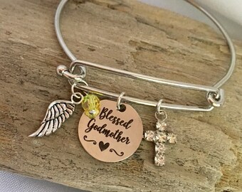 Godmother Gift, Custom Bangle , Charm Bracelet