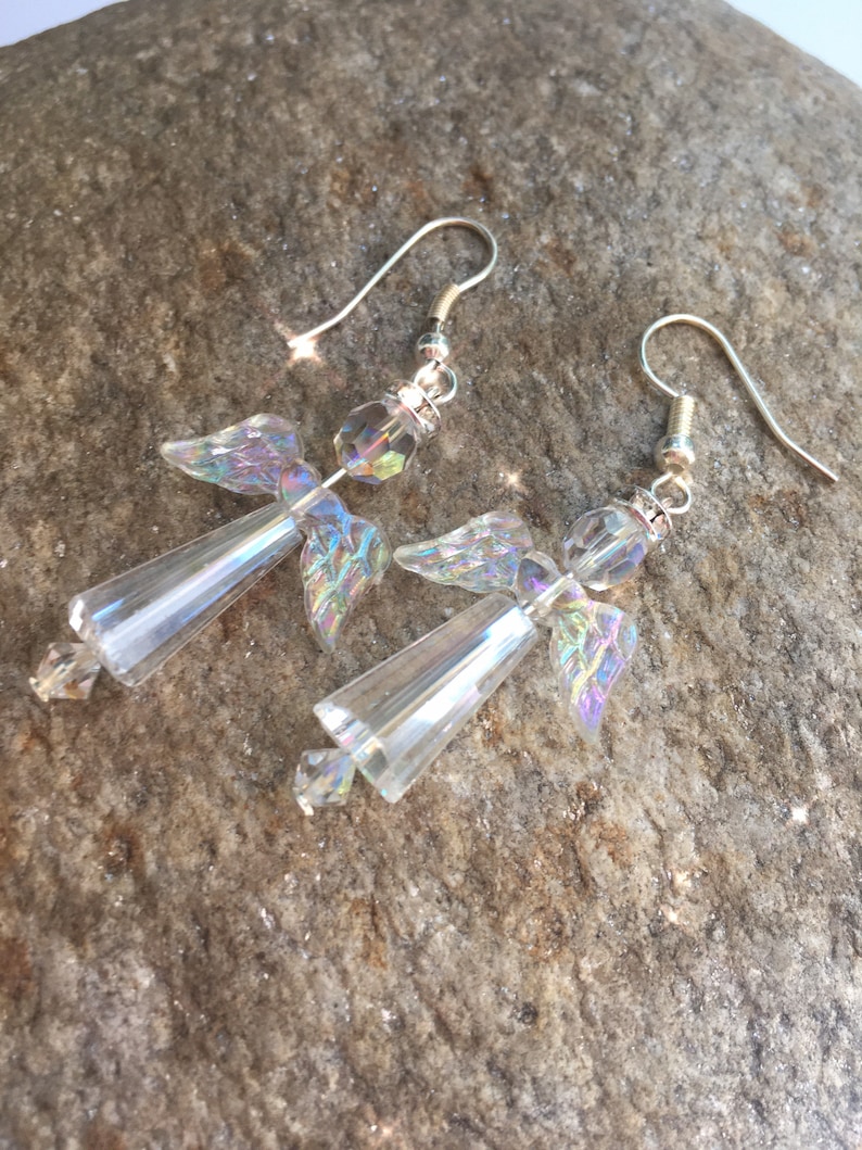 Crystal AB Angel Earrings, Sparkle Angel Earrings, Angel gift, Crystal Angels image 5