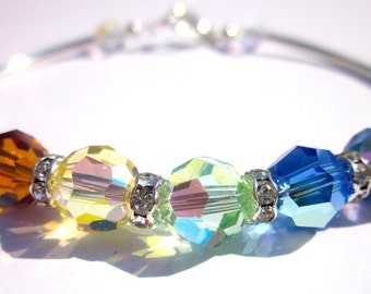 Covenant Ball Bracelet, Rainbow Bracelet, Colorful Bangle Bracelet,Crystal Bracelet