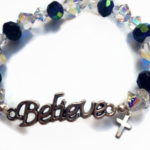 Limited Edition  Believe Bracelet, Christian Bracelet, Faith Bracelet, Inspirational Crystal Bracelet,Sale