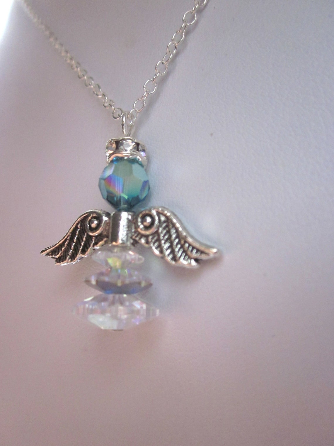 Angel Necklace Birthstone Jewelry Swarovski Angel Necklace Etsy