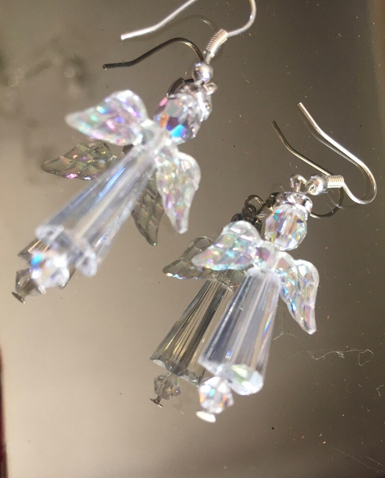 Crystal AB Angel Earrings, Sparkle Angel Earrings, Angel gift, Crystal Angels image 6