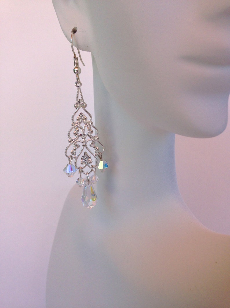 Chandelier Earrings, Bridal Earrings, Pagent Earrings, Swarovski Crystal Earrings , Long Earrings image 4