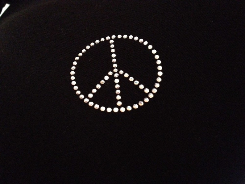 Rhinestone T Shirt, Peace Shirt, Sleeve Design, Sparkle Top, Peace Sign image 5