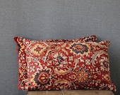 oriental rug pillows, 12 x 18, SET OF TWO, decorative kilim cushions, lumbar, red pillows, ethnic style, patchwork pillow covers home decor