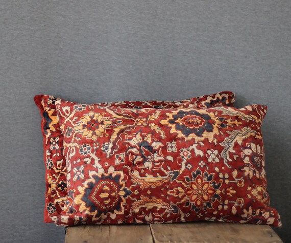 Oriental Rug Pillows 12 X 18 Set Of Two Decorative Kilim Etsy