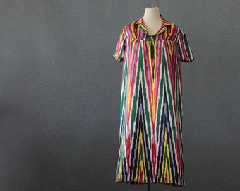 US Stock | Uzbek silk ikat dress size XS-XL, made from heavy silk satin, silk lounge dress