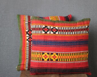 red kilim pillow, Uzbek pillows, 16x16, SET OF TWO, decorative pillow made from hand made cotton rug