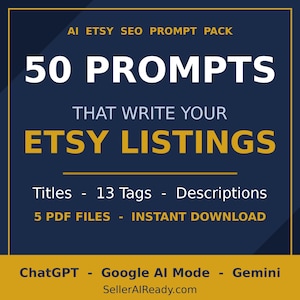 AI Etsy SEO Guide | Copywriting Formulas, Tag Strategy Checklist (PDF Download)