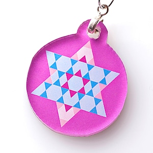 Pink Star of David Pendant Necklace
