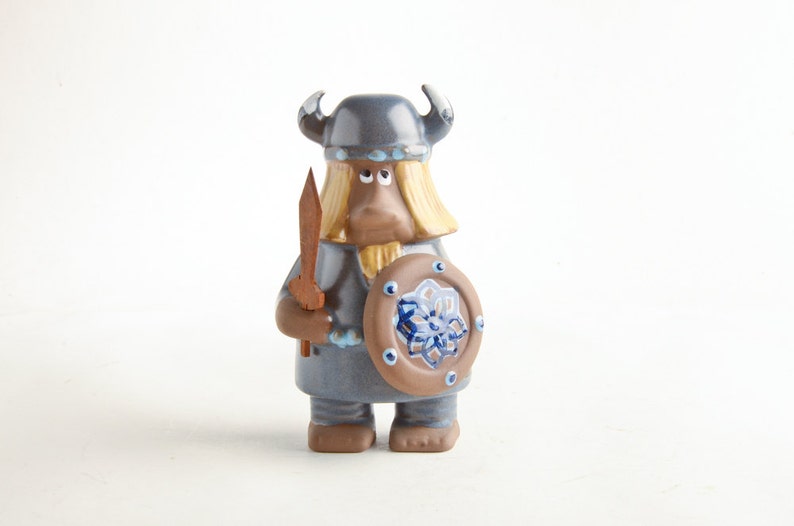 Vintage Viking Figurine Ceramic Signed Kurt Nilsson Pottery Etsy