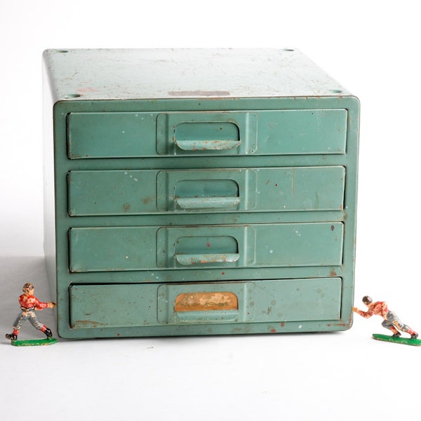 RESERVED for aninab Vintage metal tool drawers chest – Simonsen Chicago Industrial storage – tools parts drawers green metal cabinet