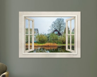 Fall Landscape Canvas Print: 3D Window View Wall Decor