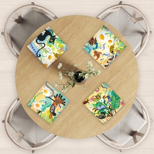 Square Vinyl Placemats Set Of 2-12 For Children, Graffiti Printed Placemats, Dining Table Mats, Unique Table Mats, Kids Placemats
