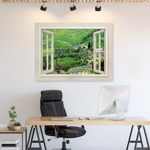 Tuscany Window View Canvas Print: Italy Landscape Photography Wall Art