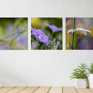 Purple Floral Canvas Print Set: Chic Botanical Wall Decor