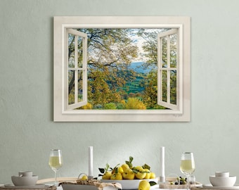Croatia Landscape Canvas Print: Faux Window View, Framed Wall Art