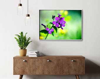 Impresión de flores silvestres moradas: arte mural natural para amantes de la botánica