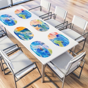 Vibrant Abstract Oval Placemats - Set of 2-12 | 12x18 inch | Art Photography from Japan
