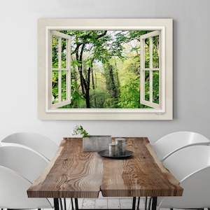 Tuscany Window View Canvas Print: Forest Landscape Wall Art