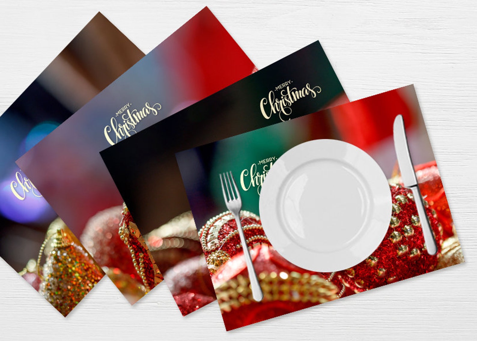 Xmas Table Placemats Set Of 4 Christmas Table Mats Vinyl Etsy