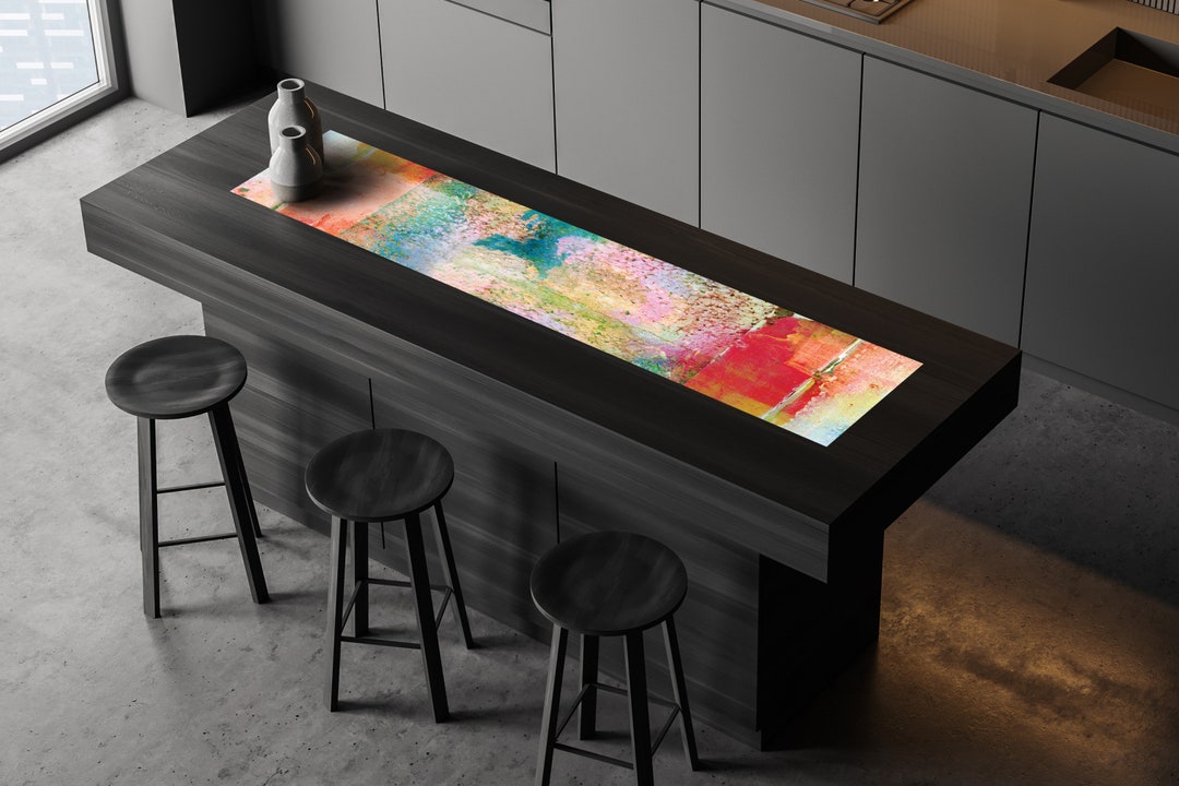Rainbow Color Table Runner Printed on Vinyl Material, Colorful Table ...