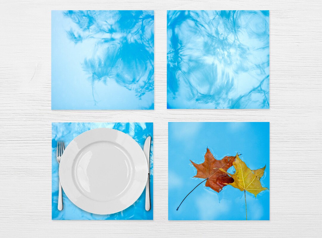 Set of 212 Square Turquoise Placemats Printed on Vinyl Material