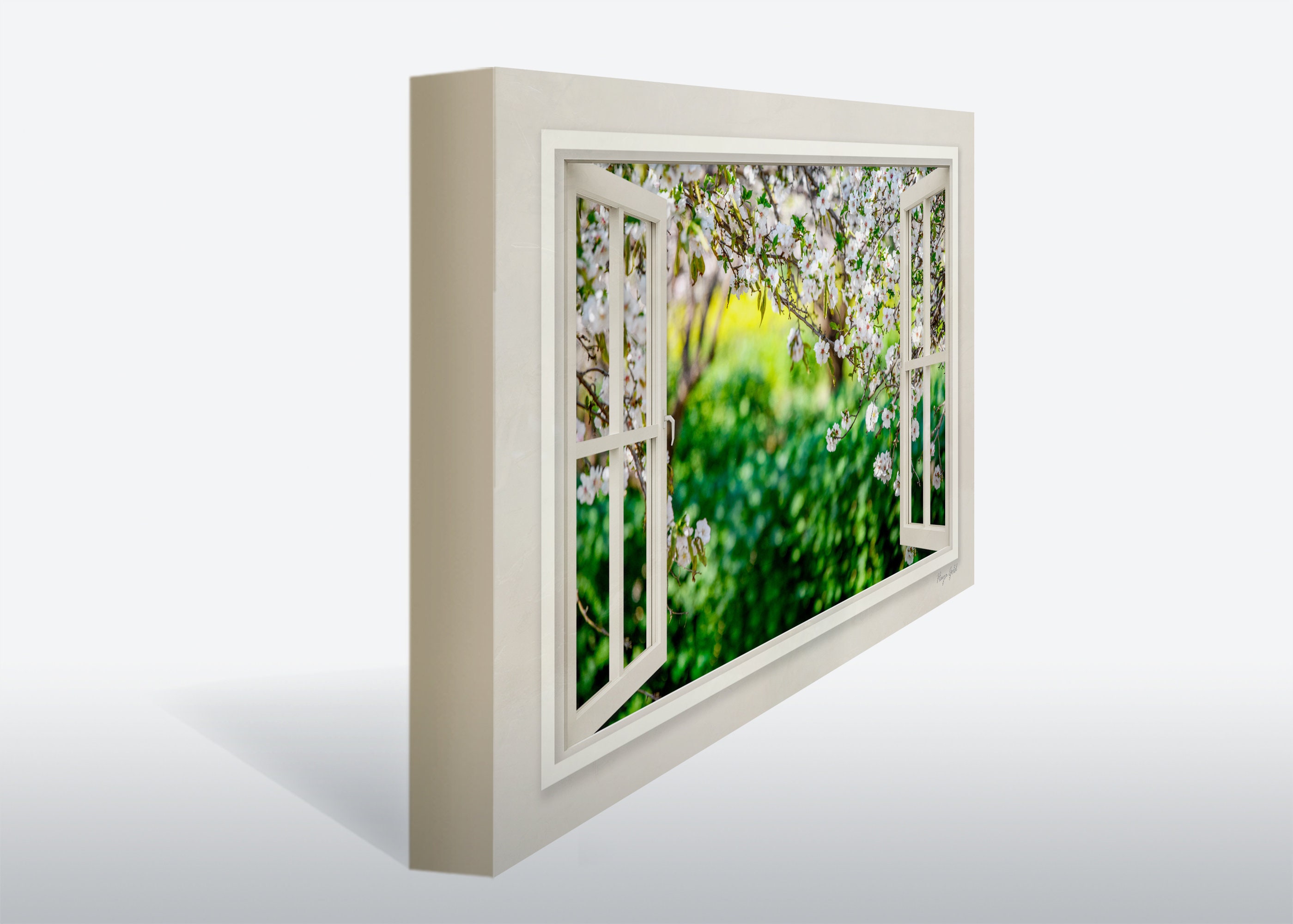 Canvas Wall Art Framed Fake Window Wall Art Open Window Wall Etsy