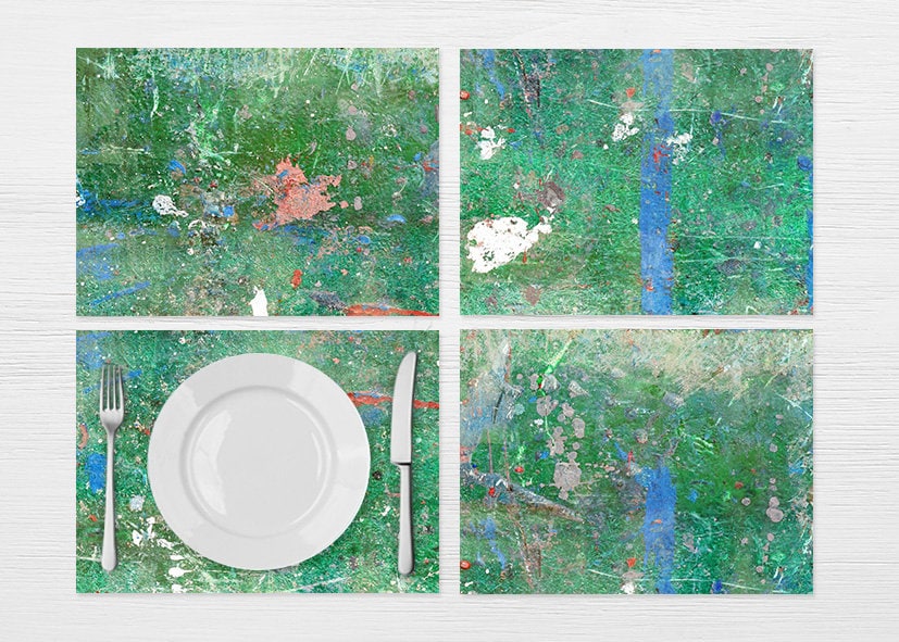 Green Placemats Set Of 412 Vinyl Dining Table Mats Washable Etsy