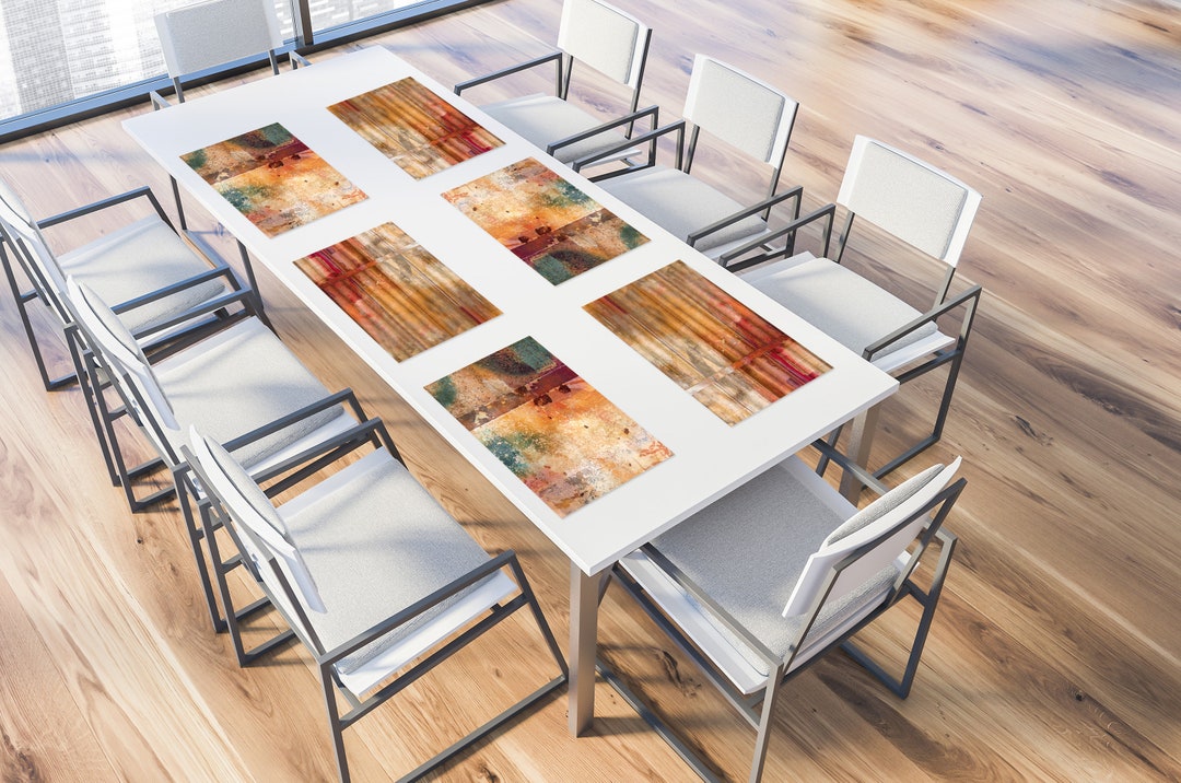 Autumn Color Abstract Placemats Vinyl Fabric Placemats Set Etsy