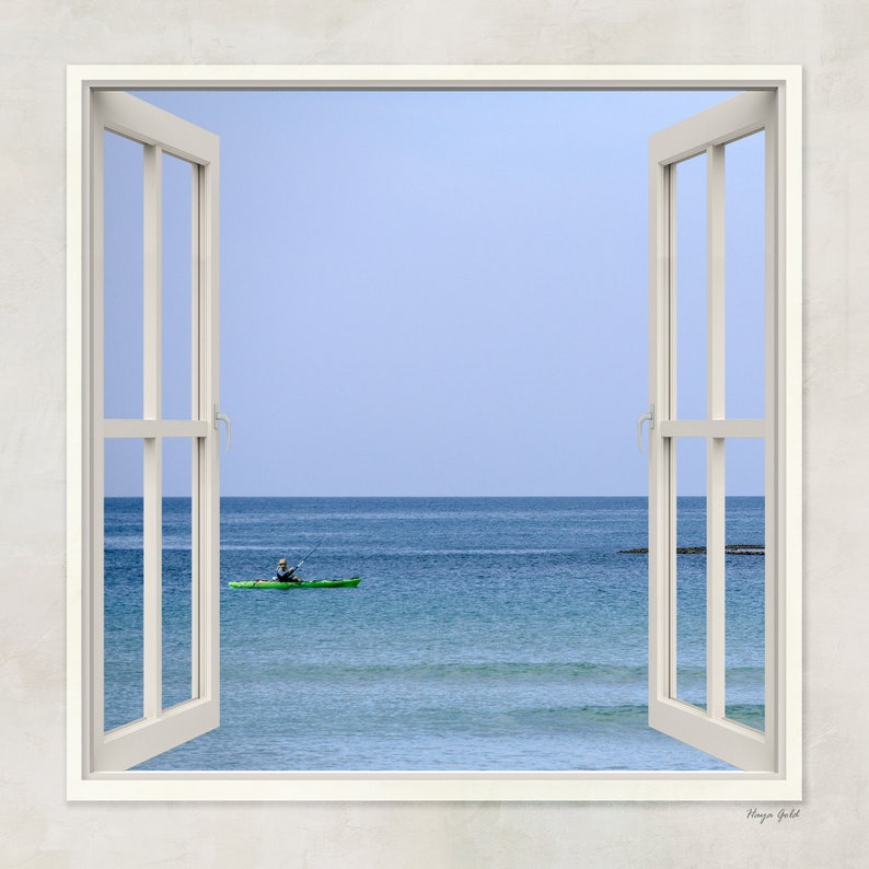 Nautical Canvas Wall Art Window View Wall Art Seascape Wall Etsy