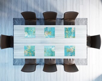 Wedding Placemats, Table Placemats Set, Rectangular Placemats, Table Placemat, Turquoise Dinnerware, Retro Placemat, Housewarming placemats