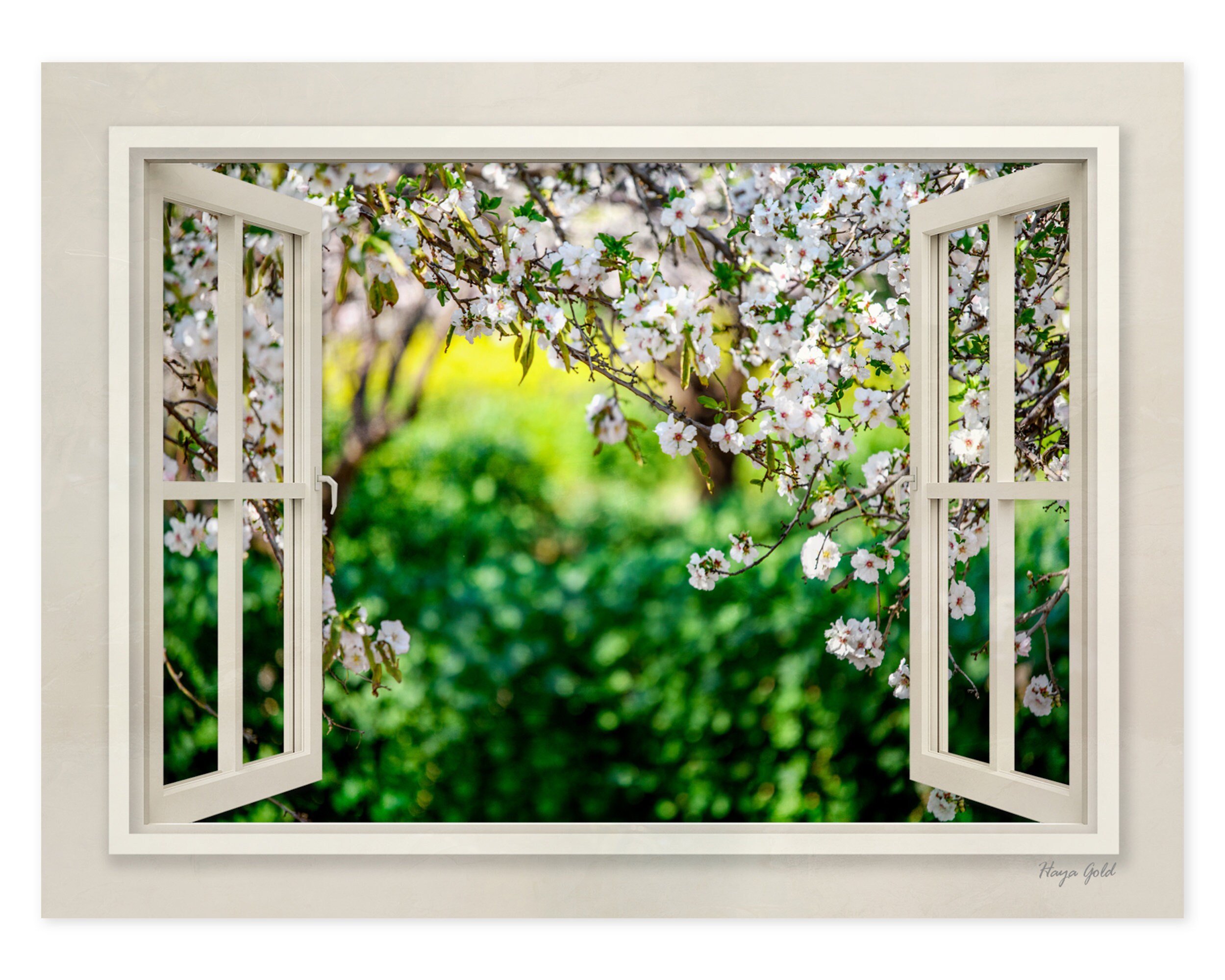 Canvas Wall Art Framed Fake Window Wall Art Open Window Wall Etsy