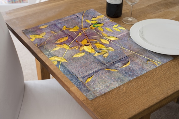 Set de 2 à 12 sets de table en vinyle violet et jaune, décoration de table  nature, décoration de cuisine automne, cadeau de pendaison de crémaillère -   Canada