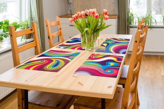 Colorful Rainbow Placemats, Non Slip Placemats Sets of 2-12
